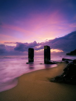 Journey into the Mystical: Experience a Colorful Dawn on a Frosted Ocean Surface Through the Magic Portal of this Acrylic Print
