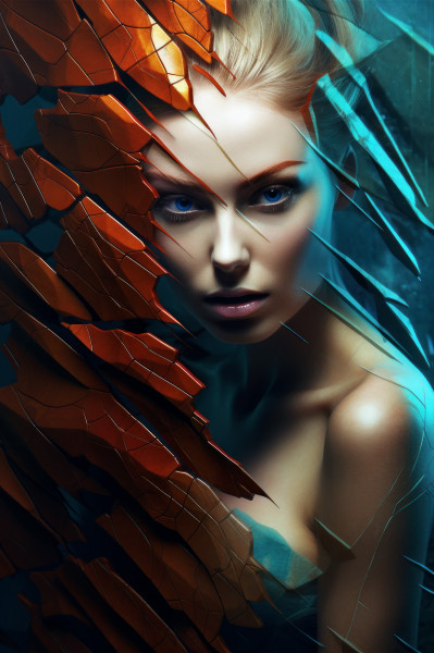 Ethereal Gaze: Abstract Blue-Eyed Girl - Acrylic Print