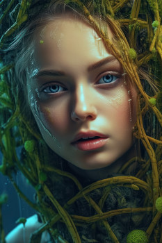 Seaweed Girl: Abstract Oceanic Delight - Acrylic Print for Wall Art Decor & Office Wall Decor