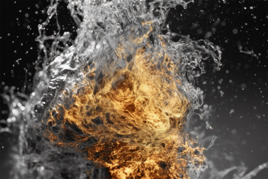 Elemental Fusion: Abstract Firewater Wall Art Acrylic Print