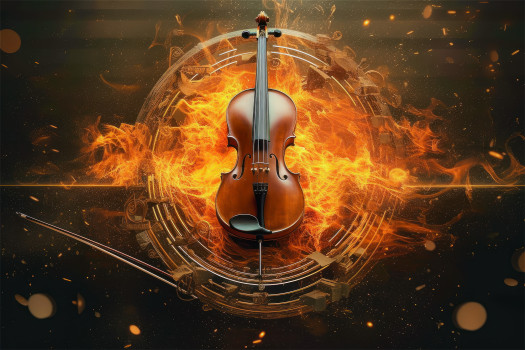 Melodic Flames: Abstract Fire Music Wall Art Acrylic Print