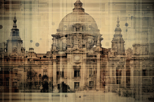 Architectural Abstraction: Blueprint-Inspired Acrylic Print for Stunning Office Wall Decor