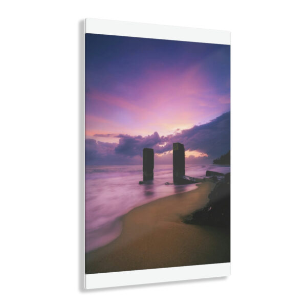 Journey into the Mystical: Experience a Colorful Dawn on a Frosted Ocean Surface Through the Magic Portal of this Acrylic Print