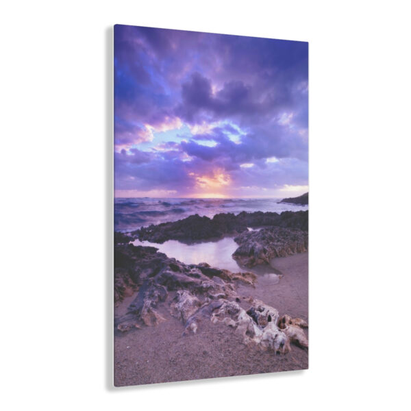 “Rocky Sunrise Seascape” Acrylic Print – Stunning Ocean Art