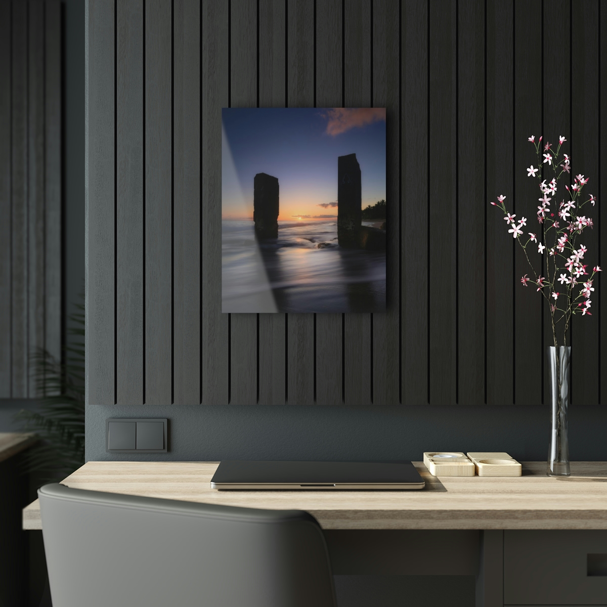 Portal to Serenity: Mystical Sunrise over the Ocean through the Acrylic Print