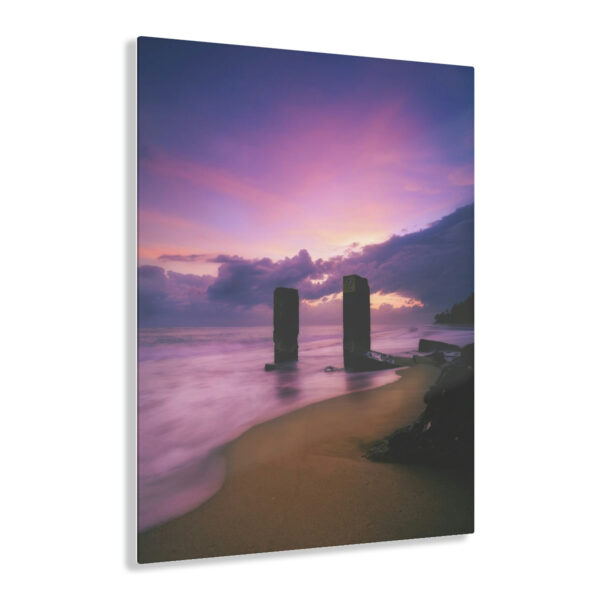 Journey into the Mystical: Experience a Colorful Dawn on a Frosted Ocean Surface Through the Magic Portal of this Acrylic Print