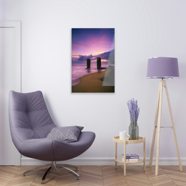 Journey into the Mystical: Experience a Colorful Dawn on a Frosted Ocean Surface Through the Magic Portal of this Acrylic Print