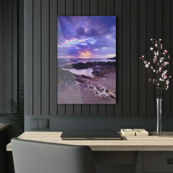 “Rocky Sunrise Seascape” Acrylic Print – Stunning Ocean Art