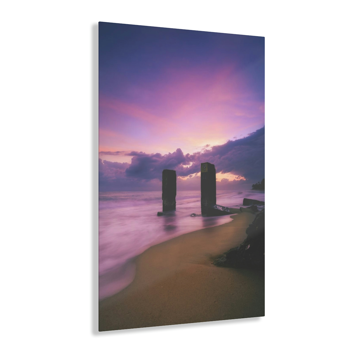 Journey into the Mystical: Experience a Colorful Dawn on a Frosted Ocean Surface Through the Magic Portal of this Acrylic Print