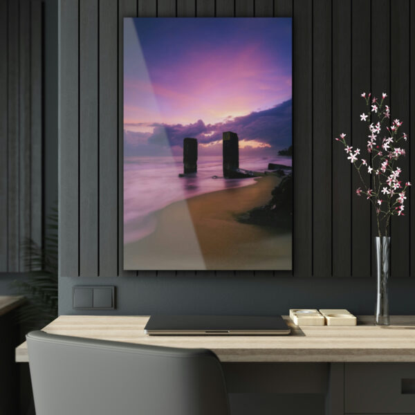 Journey into the Mystical: Experience a Colorful Dawn on a Frosted Ocean Surface Through the Magic Portal of this Acrylic Print