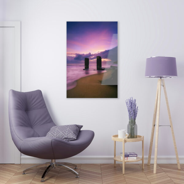 Journey into the Mystical: Experience a Colorful Dawn on a Frosted Ocean Surface Through the Magic Portal of this Acrylic Print