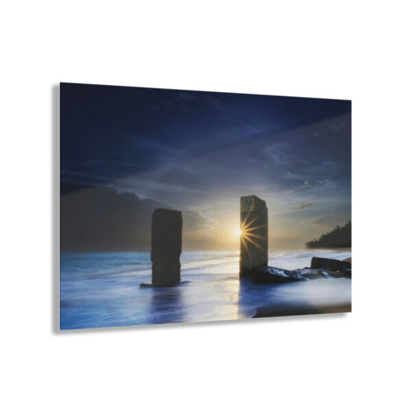Sunset Serenade: Ocean's Mysterious Pillars & Ominous Cloud