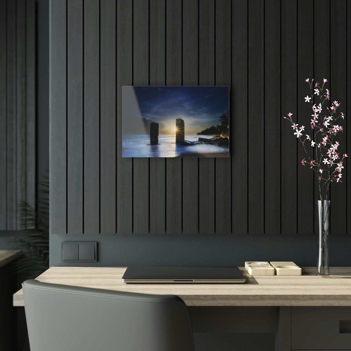 78311-58.jpg Sunset Serenade: Ocean's Mysterious Pillars & Ominous Cloud