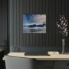 Seascape Symphony: An Acrylic Print Celebrating the Mystical Meeting of Dawn, Ocean Waves, and Rocks