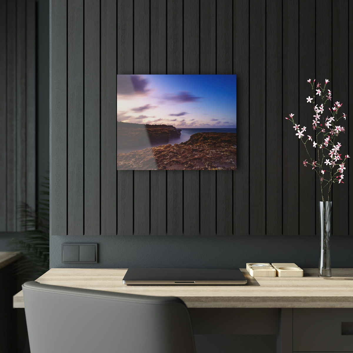 78312-28.jpg Coastal Charm: Sea Moss on Rocks and a Tranquil Matte Ocean Surface are Captured in this Breathtaking Acrylic Print