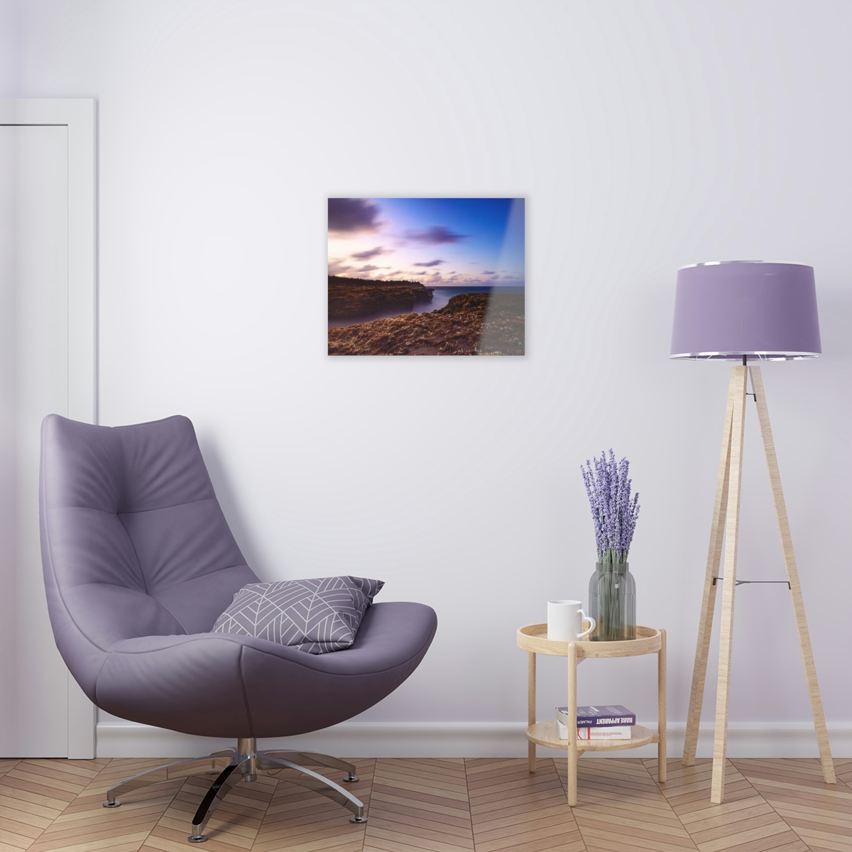 78312-29.jpg Coastal Charm: Sea Moss on Rocks and a Tranquil Matte Ocean Surface are Captured in this Breathtaking Acrylic Print