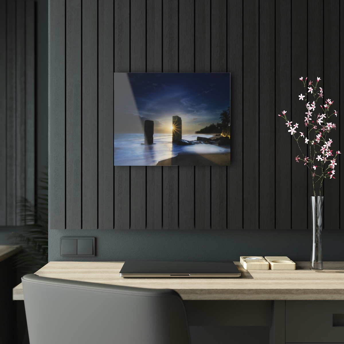 78312-58.jpg Sunset Serenade: Ocean's Mysterious Pillars & Ominous Cloud