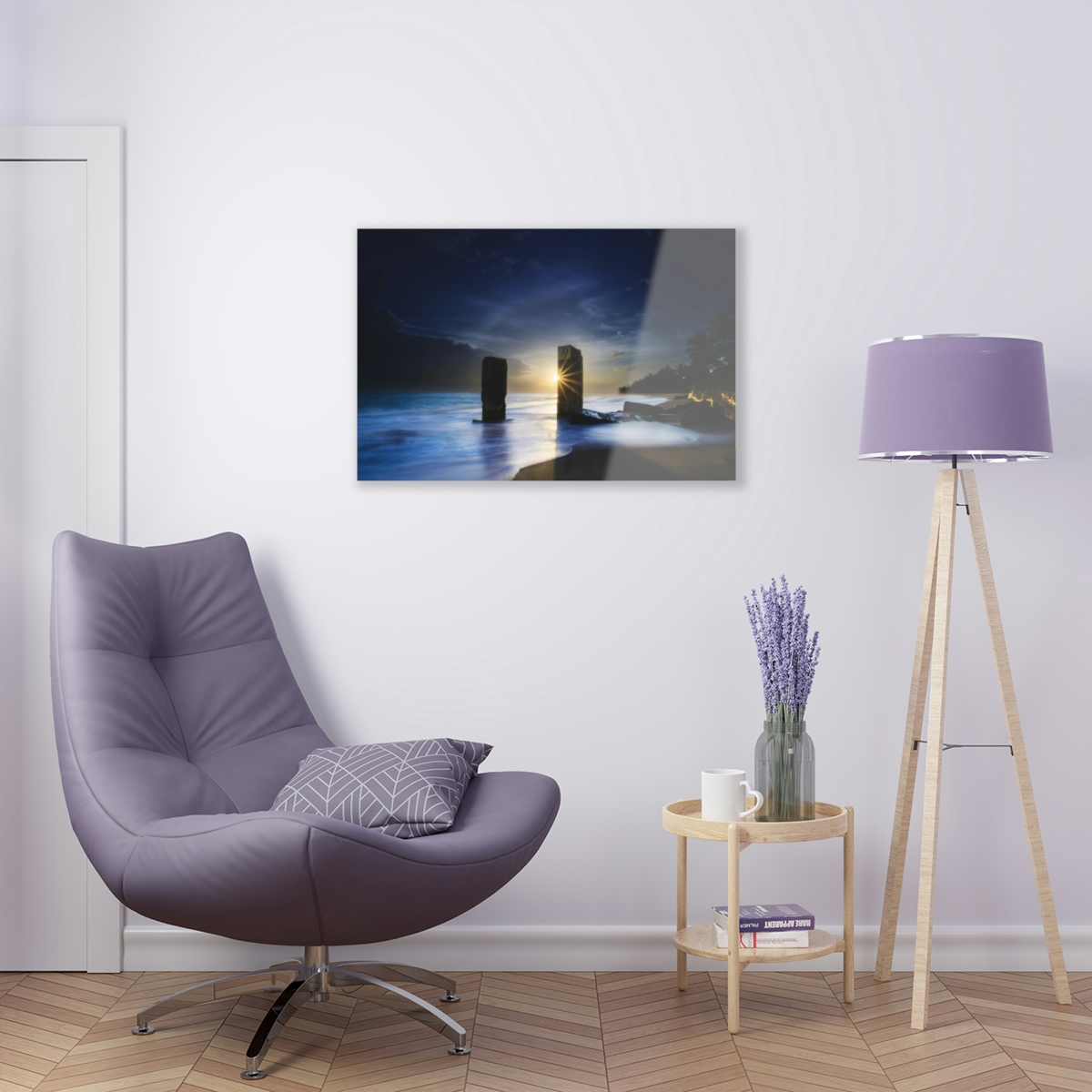 78313-59.jpg Sunset Serenade: Ocean's Mysterious Pillars & Ominous Cloud