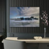 Seascape Symphony: An Acrylic Print Celebrating the Mystical Meeting of Dawn, Ocean Waves, and Rocks