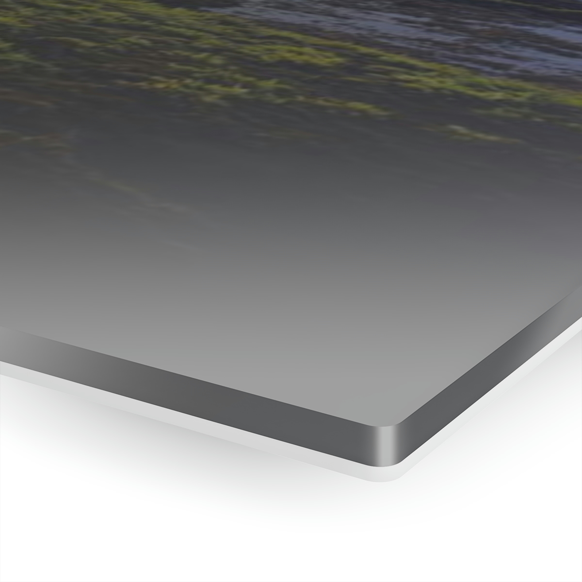 Mystical Ocean: A Captivating Acrylic Print of Moss on Rocks and a Sunset Shrouded in Sea Fog