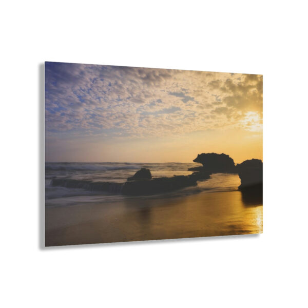 "Morning at Brown Bear Rock": Serene early morning on the ocean captured in stunning Acrylic Print wall art.