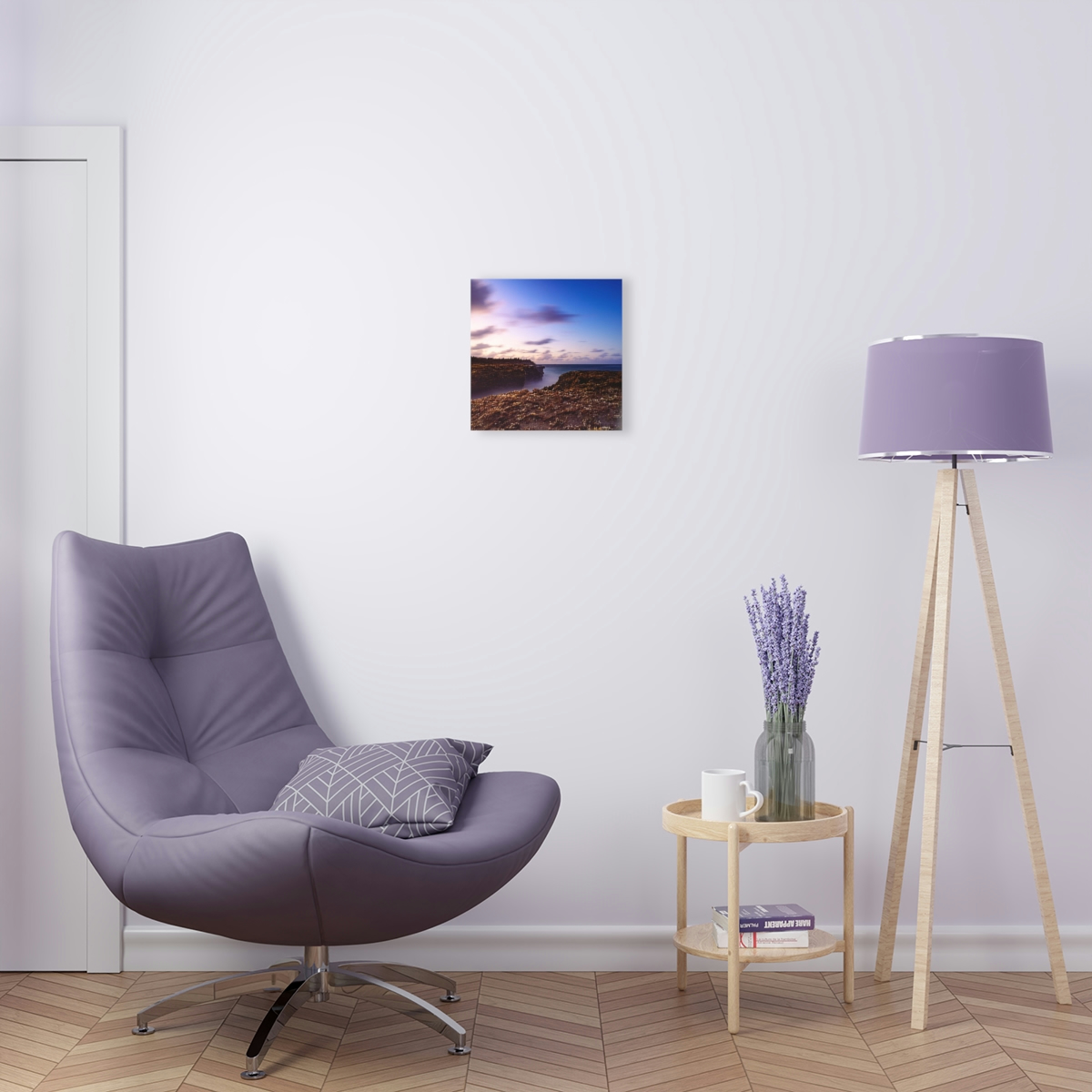 78316-29.jpg Coastal Charm: Sea Moss on Rocks and a Tranquil Matte Ocean Surface are Captured in this Breathtaking Acrylic Print