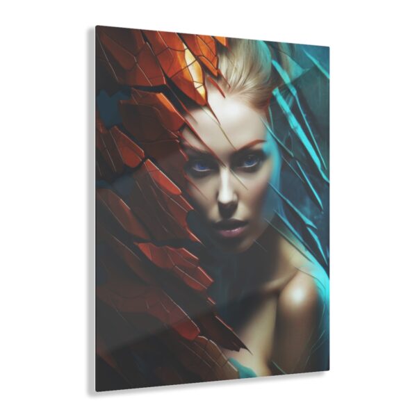 Ethereal Gaze: Abstract Blue-Eyed Girl - Acrylic Print