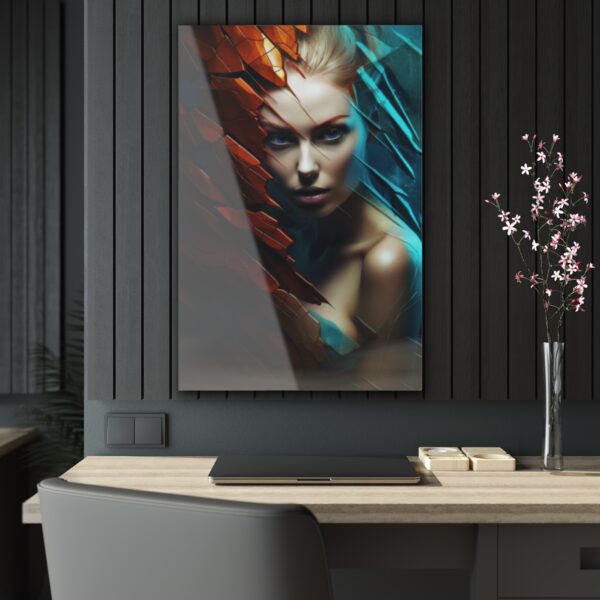 Ethereal Gaze: Abstract Blue-Eyed Girl - Acrylic Print