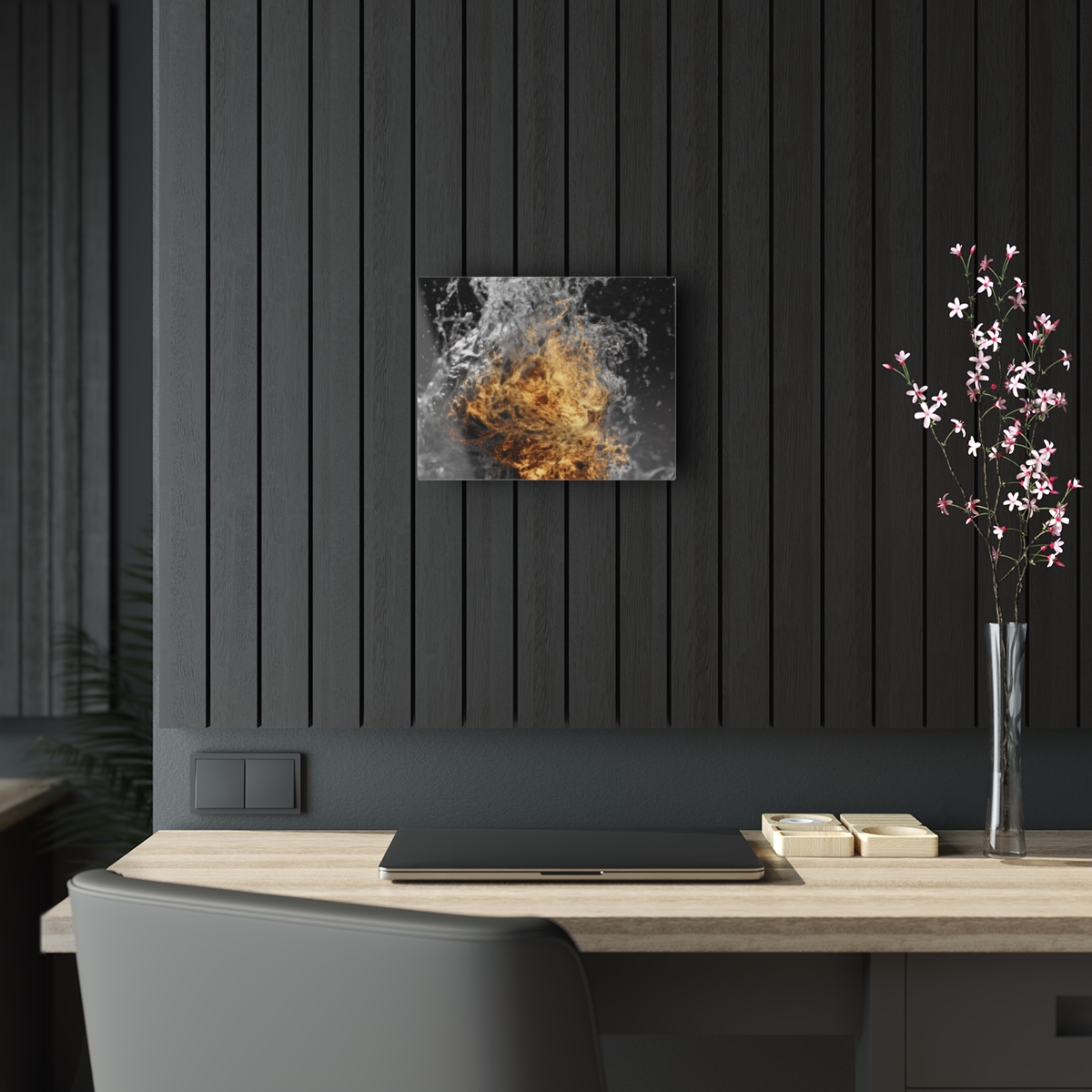 Elemental Fusion: Abstract Firewater Wall Art Acrylic Print