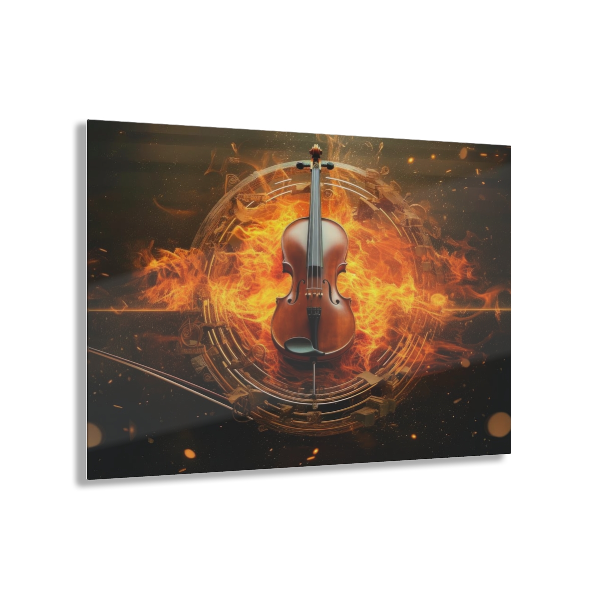Melodic Flames: Abstract Fire Music Wall Art Acrylic Print