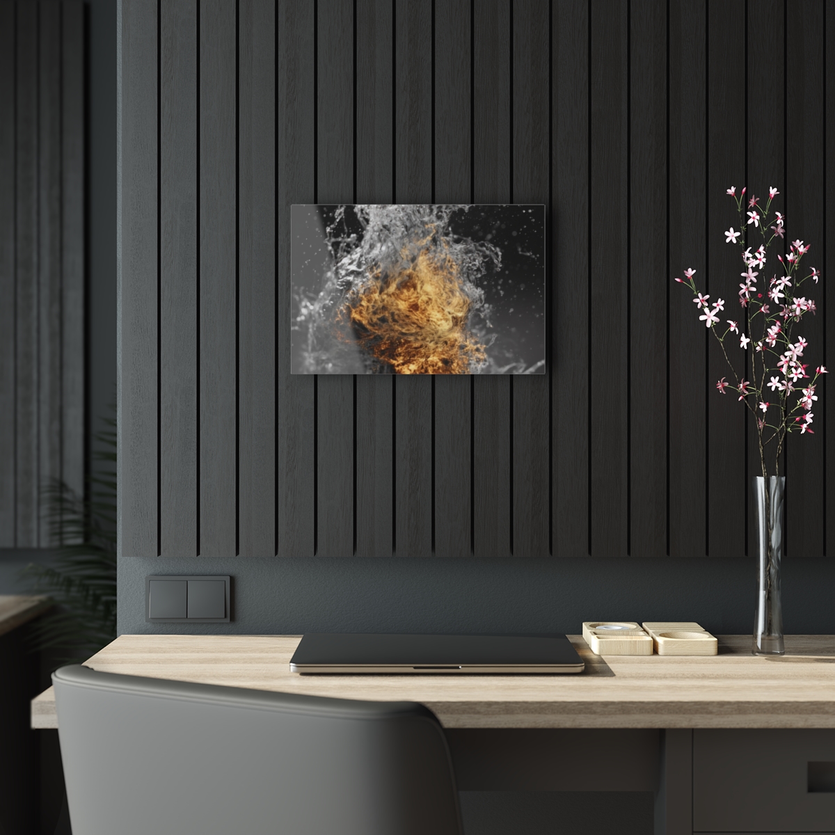 Elemental Fusion: Abstract Firewater Wall Art Acrylic Print