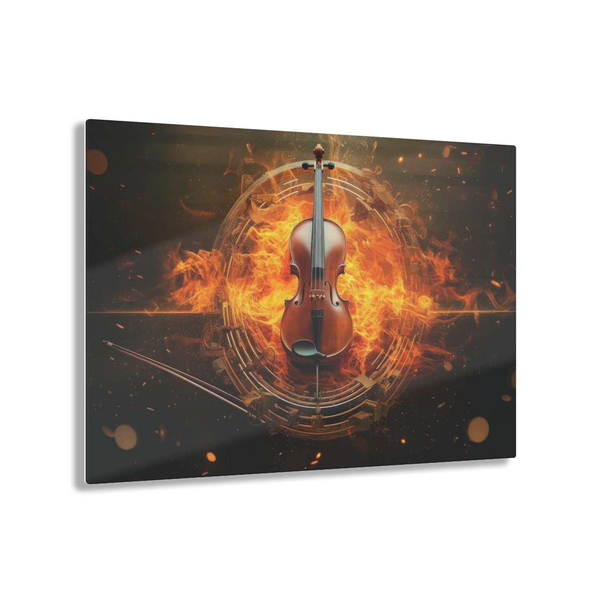 Melodic Flames: Abstract Fire Music Wall Art Acrylic Print