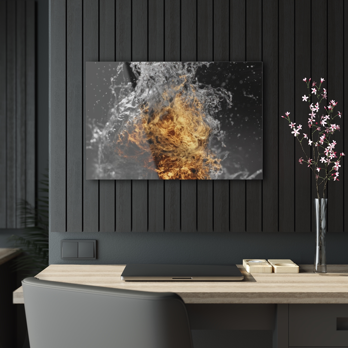 Elemental Fusion: Abstract Firewater Wall Art Acrylic Print