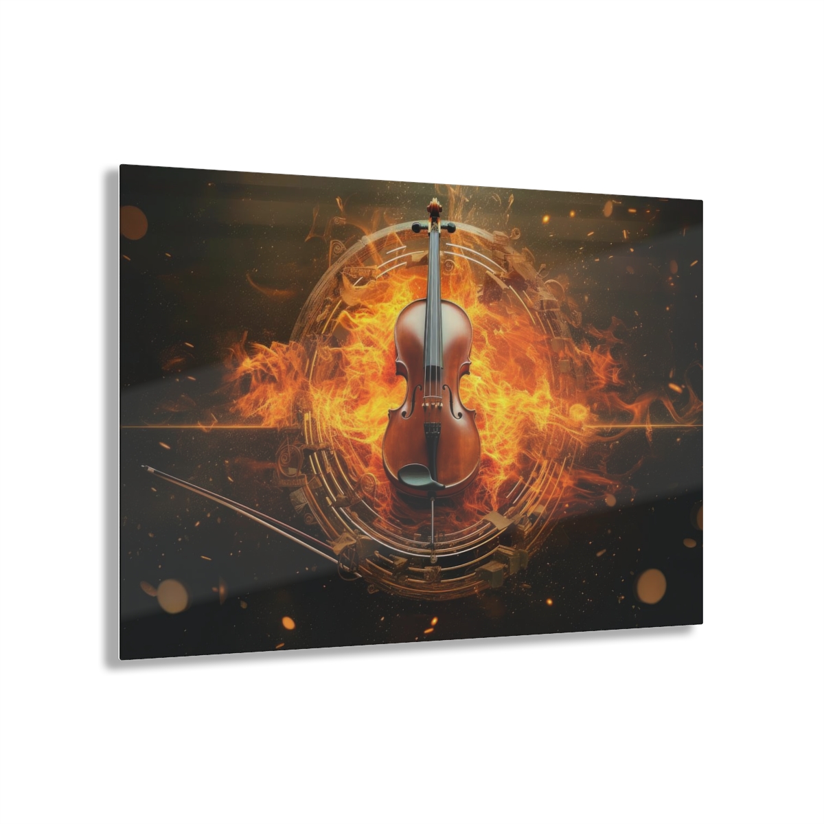 Melodic Flames: Abstract Fire Music Wall Art Acrylic Print