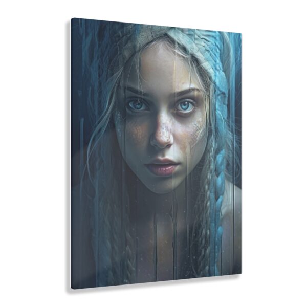 Serenity in Blue: Abstract Girl with Blue Eyes - Acrylic Print