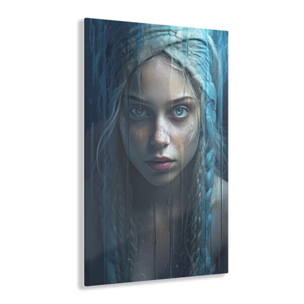 Serenity in Blue: Abstract Girl with Blue Eyes - Acrylic Print