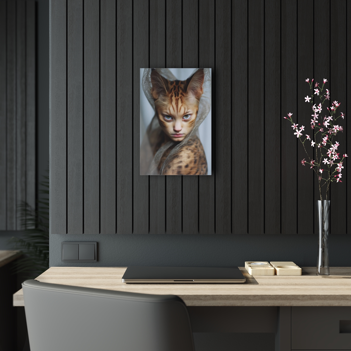 78305-41.jpg Feline Elegance: Woman-Cat Acrylic Print