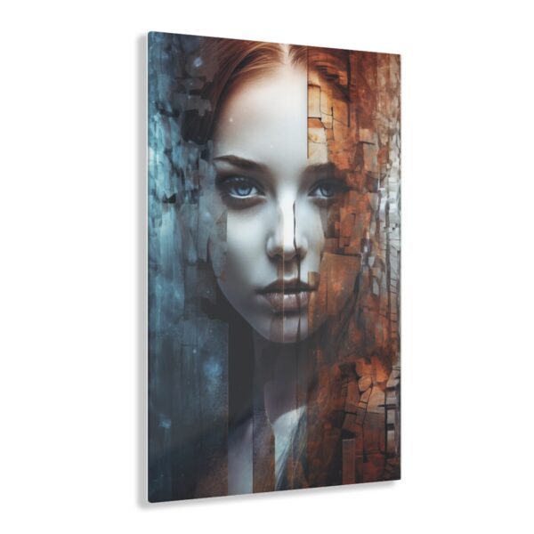 Harmony of Contrasts: Abstract Girl in Warm and Cold - Acrylic Print