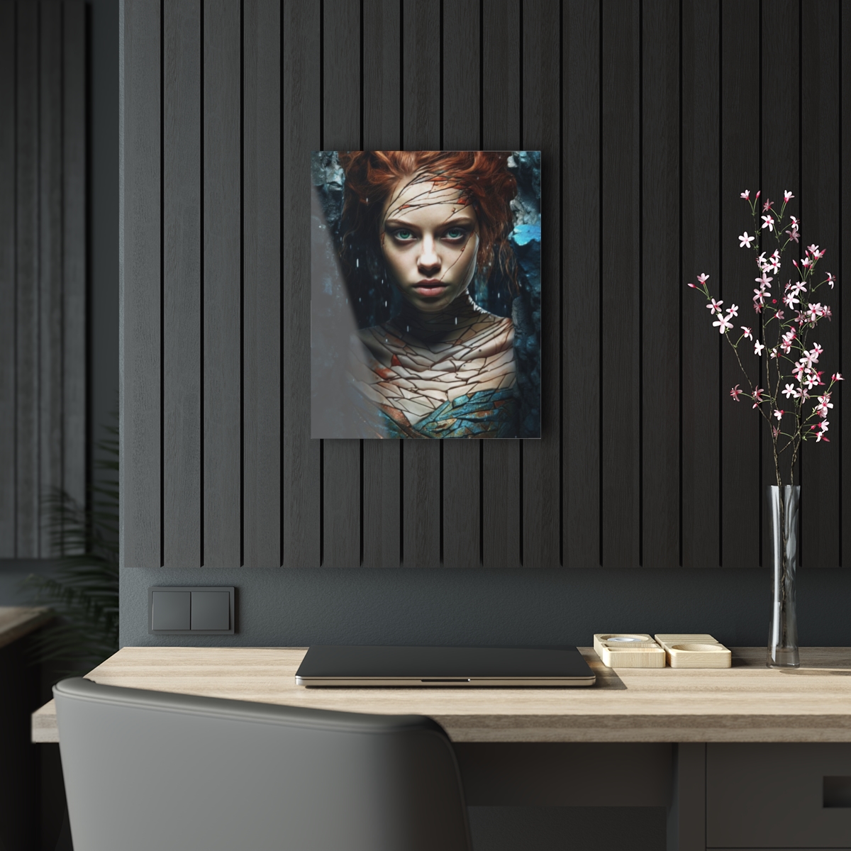 Enigmatic Allure: Abstract Vamp Girl - Acrylic Print