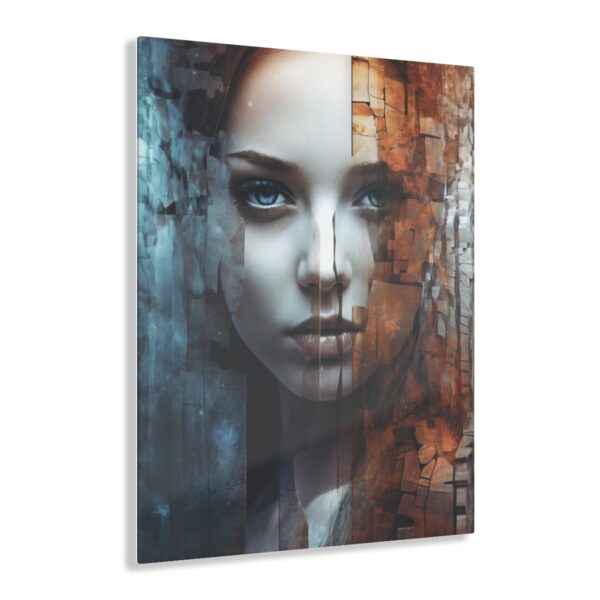 Harmony of Contrasts: Abstract Girl in Warm and Cold - Acrylic Print