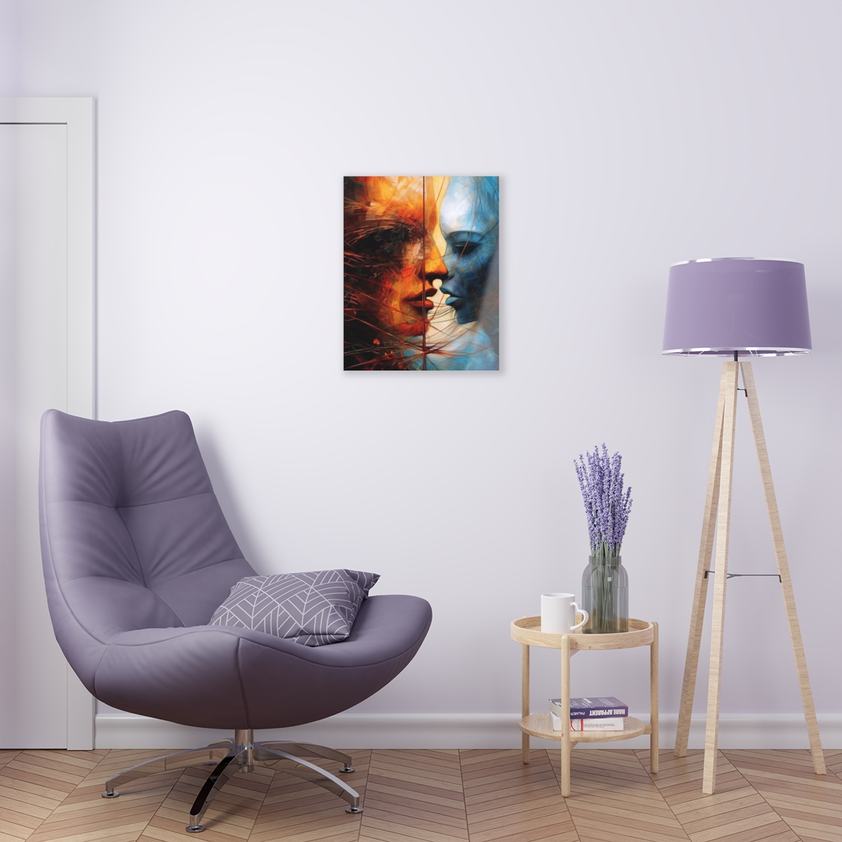 Dual Entities: Abstract Acrylic Print for Striking Office Wall Decor