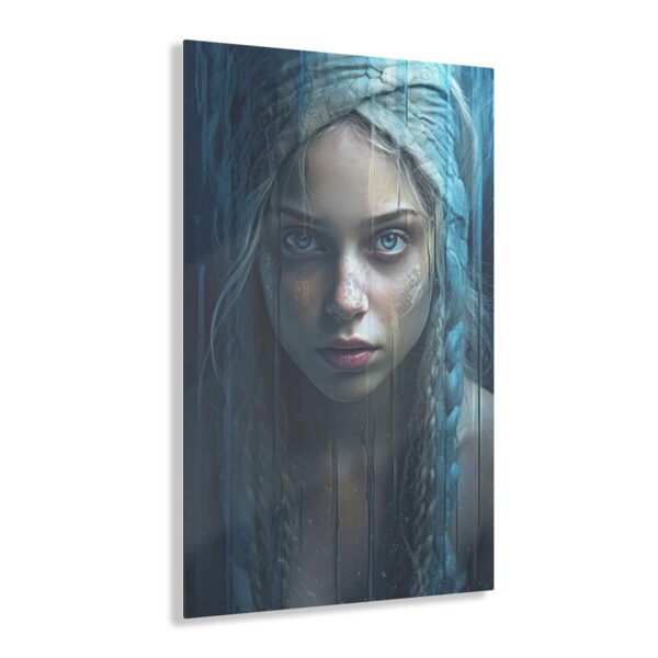 Serenity in Blue: Abstract Girl with Blue Eyes - Acrylic Print