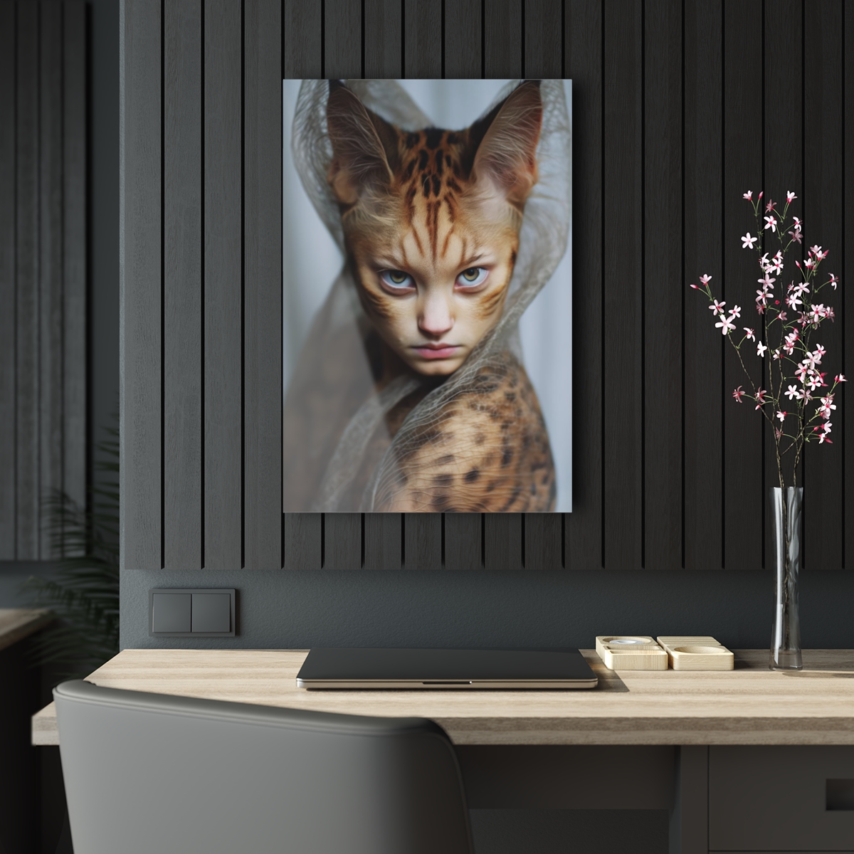 78308-39.jpg Feline Elegance: Woman-Cat Acrylic Print