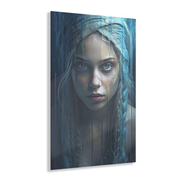 Serenity in Blue: Abstract Girl with Blue Eyes - Acrylic Print