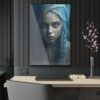 Serenity in Blue: Abstract Girl with Blue Eyes - Acrylic Print