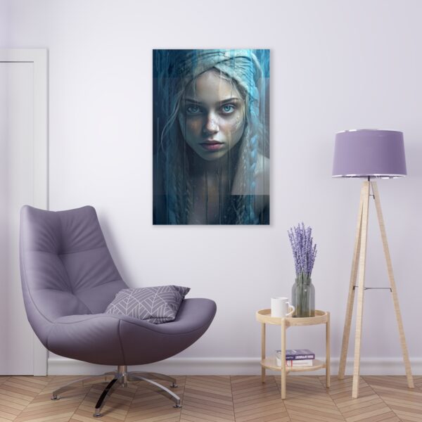 Serenity in Blue: Abstract Girl with Blue Eyes - Acrylic Print