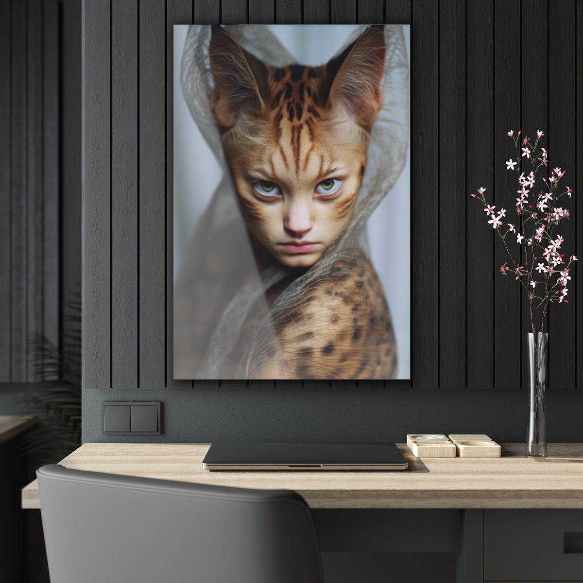 78309-38.jpg Feline Elegance: Woman-Cat Acrylic Print