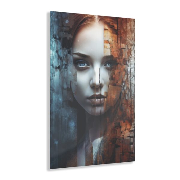 Harmony of Contrasts: Abstract Girl in Warm and Cold - Acrylic Print