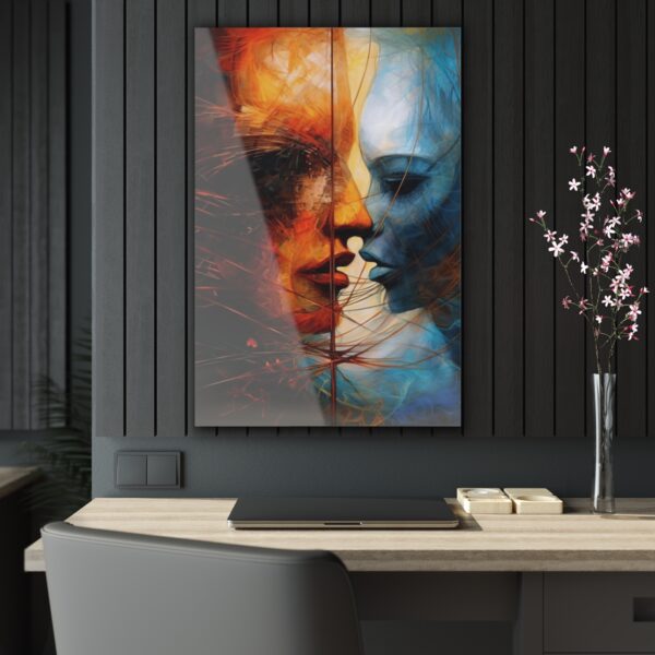 Dual Entities: Abstract Acrylic Print for Striking Office Wall Decor