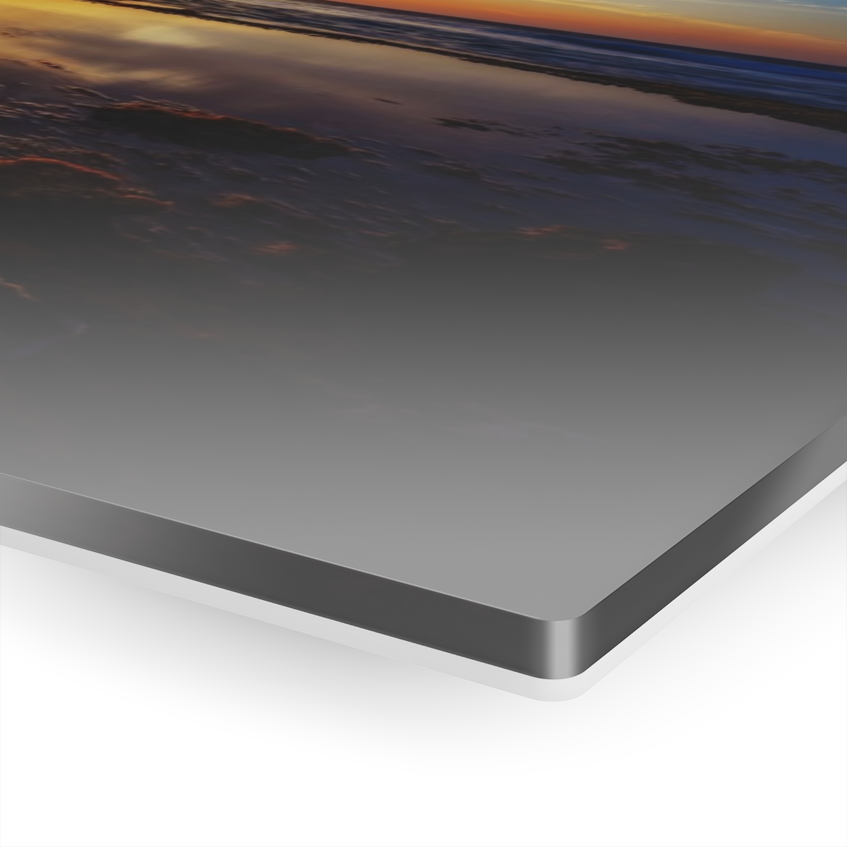 78311-2.jpg "Rocky Shore Sunrise": Beautiful ocean sunrise with green & red moss on rocky shore - stunning Acrylic Print wall art by Aleks Khan.